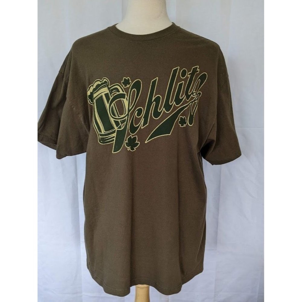 Men's Schlitz T Shirt Size XXL Beer Pabst Brewing Company Red Bull Malt Liquor